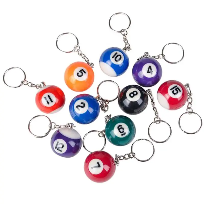 1-Inch Assorted Pool Ball Mini Keychain Set