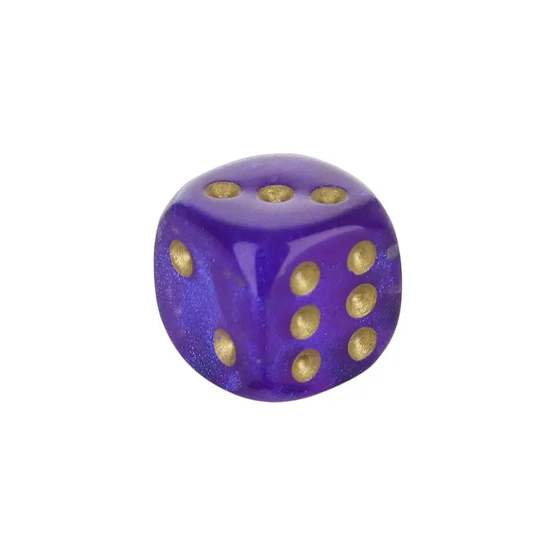 12mm Mini Glow-in-the-Dark Rounded Dice in Royal Purple with Gold Dots