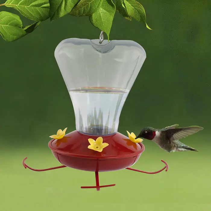 16-Ounce Compact Plastic Trumpet Flower Hummingbird Feeder