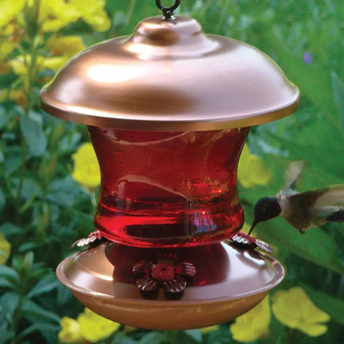 16 oz Ruby-Tinted Glass Hummingbird Feeder