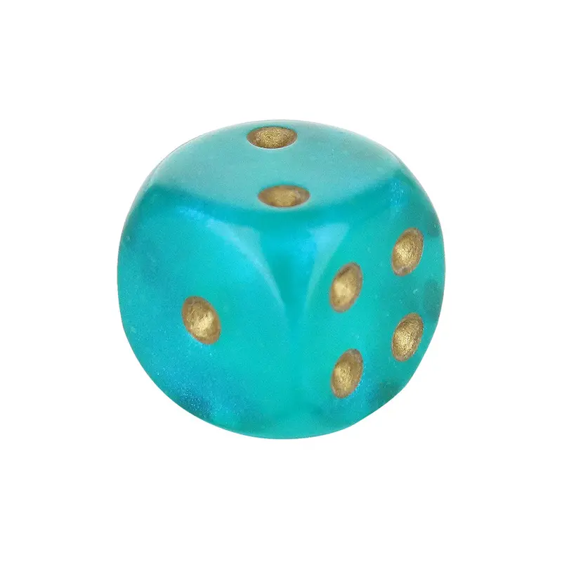 16mm Glow-in-the-Dark Rounded Dice – Deep Teal with Gold Pips