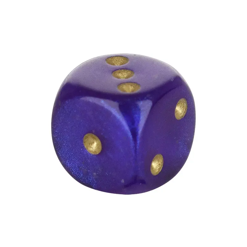 16mm Glow-in-the-Dark Rounded Dice – Royal Purple with Gold Pips