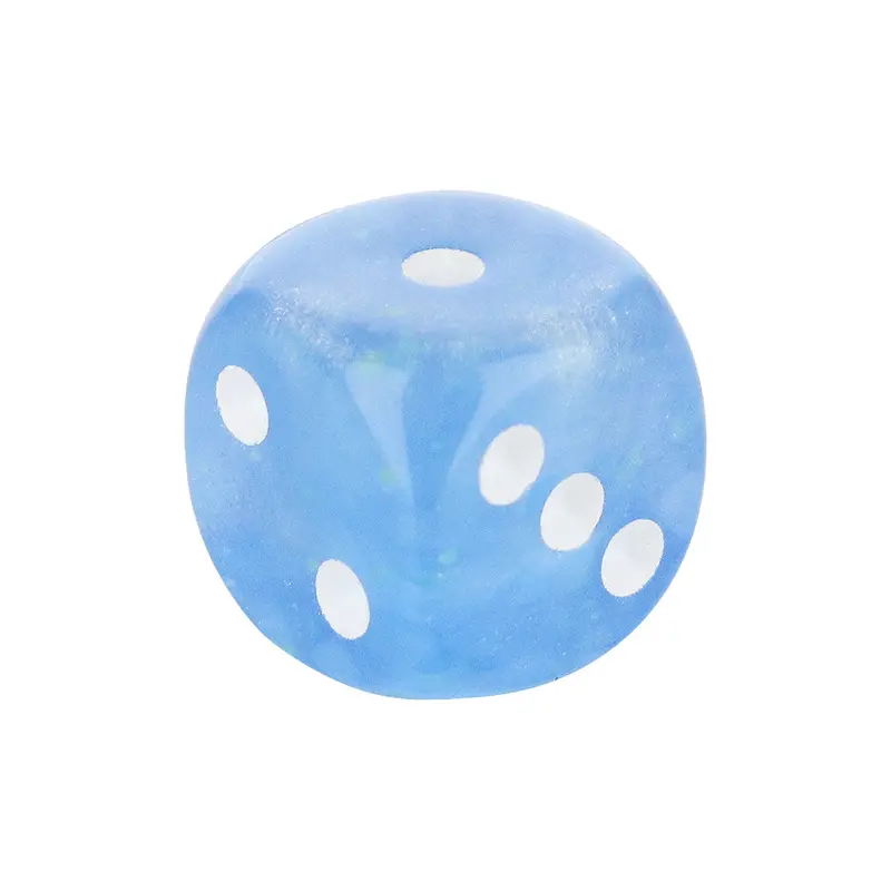 16mm Glow-in-the-Dark Rounded Dice – Sky Blue with White Pips