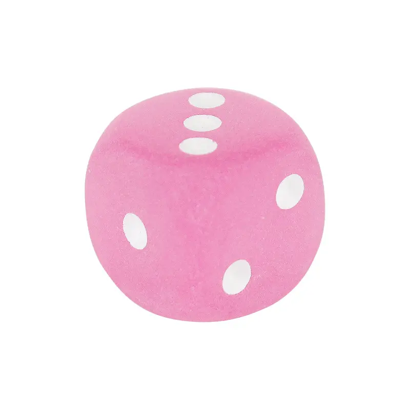 16mm Rounded Corner Dice – Blush Pink with White Pips