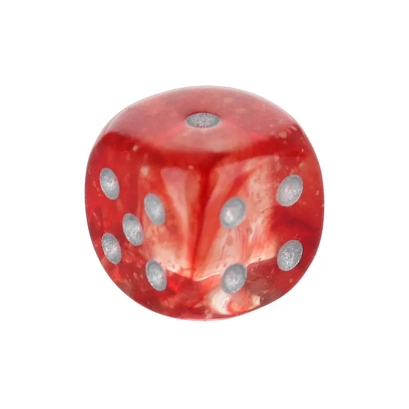 16mm Rounded Corner Dice – Crimson Red with Silver Pips