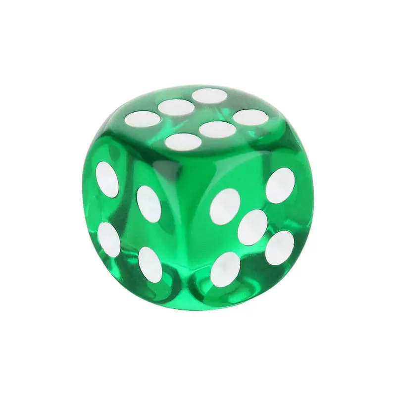 16mm Rounded Corner Dice – Emerald Green with White Pips