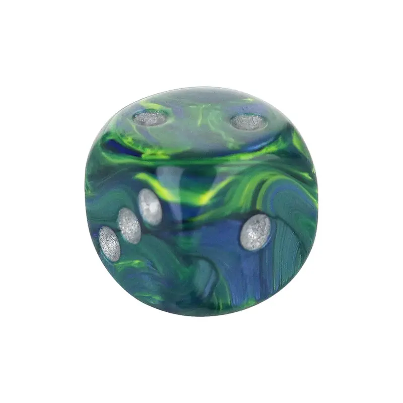 16mm Rounded Corner Dice – Forest Green with Silver Pips