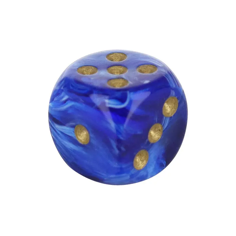 16mm Rounded Corner Dice – Navy Blue with Gold Pips