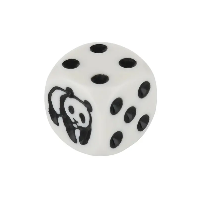 16mm Rounded-Edge Panda Dice – White Body with Bold Black Pips
