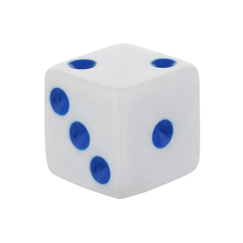 16mm Square-Corner White Dice with Blue Pips