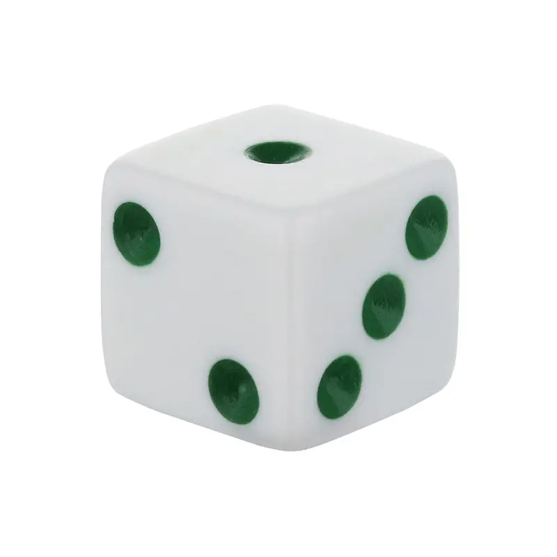 16mm Square-Corner White Dice with Green Pips