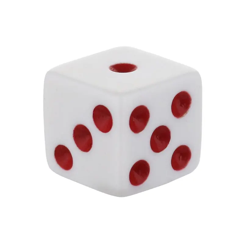 16mm Square-Edged Dice – Crisp White Body with Scarlet Red Dots