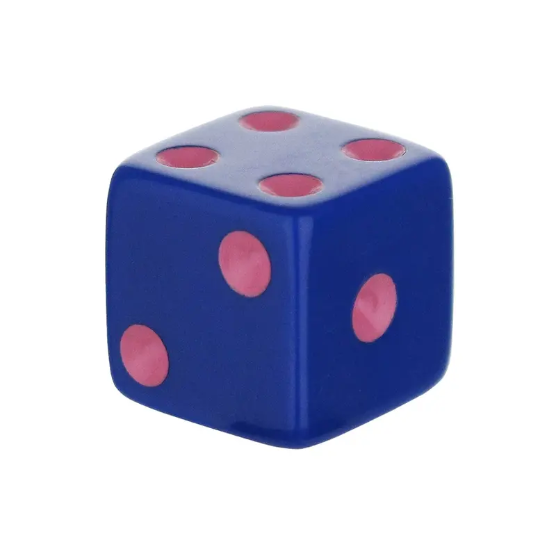 16mm Square-Edged Dice – Sapphire Blue Body with Fuchsia Dots