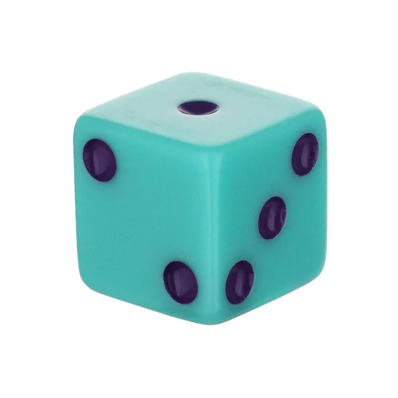 16mm Square-Edged Dice – Teal Body with Violet Dots