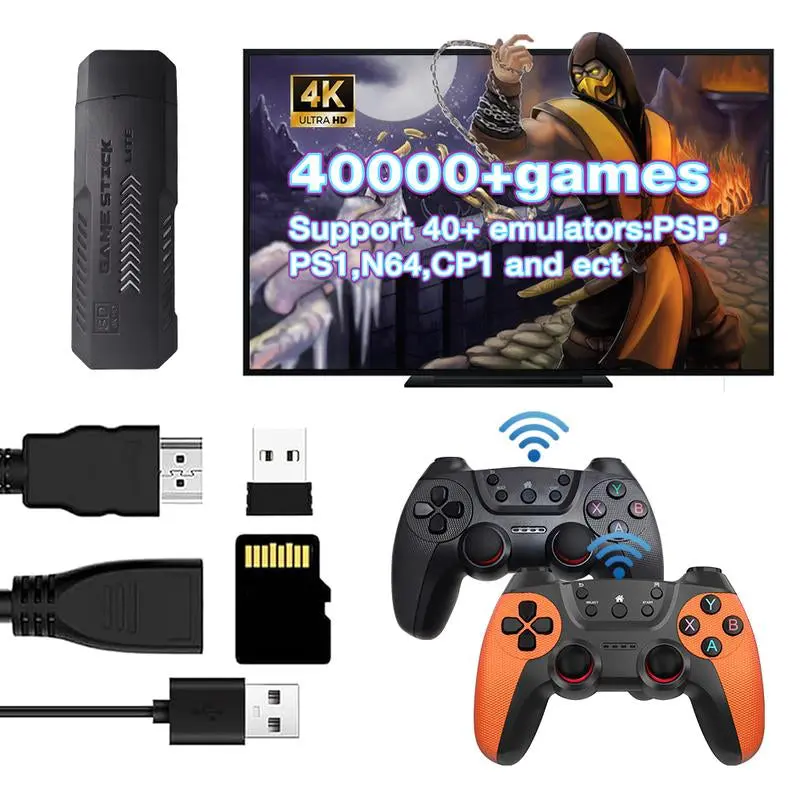 2024 Upgraded Retro Gaming Console – Multi-System 4K HDMI Console with Wireless Controllers, 90s Classics & 3D Games for Family Play