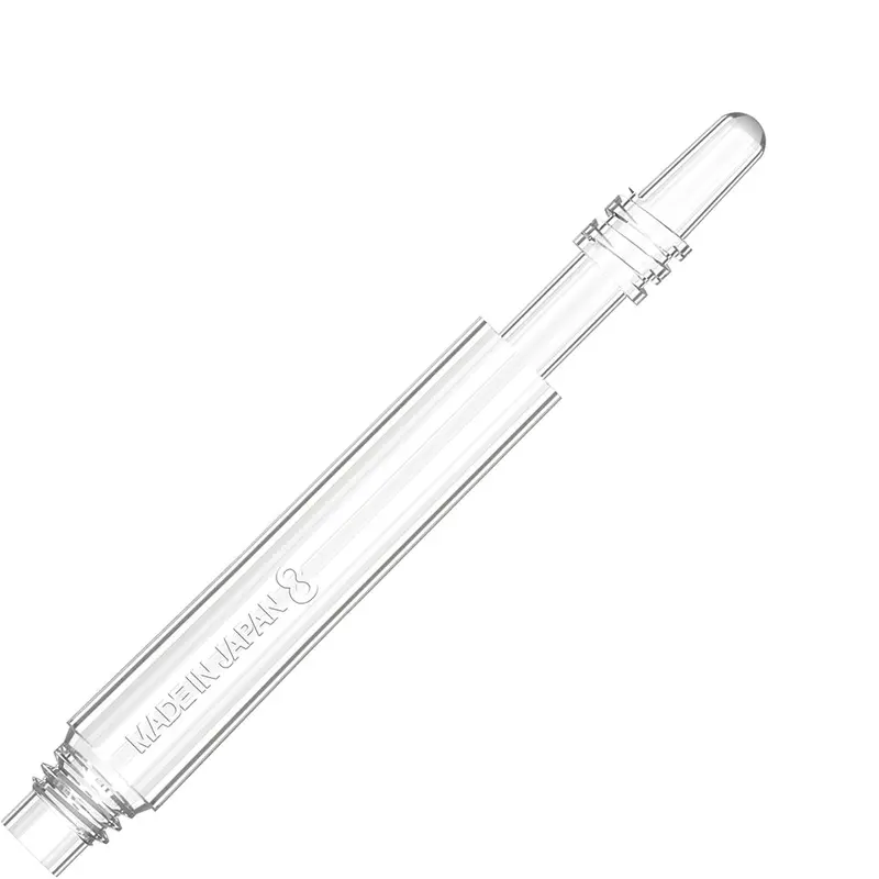8-Pack Spinning Dart Shafts – Clear, Mid-Length Style