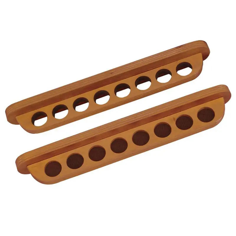 8-Slot Honey-Finished Wall-Mount Cue Rack