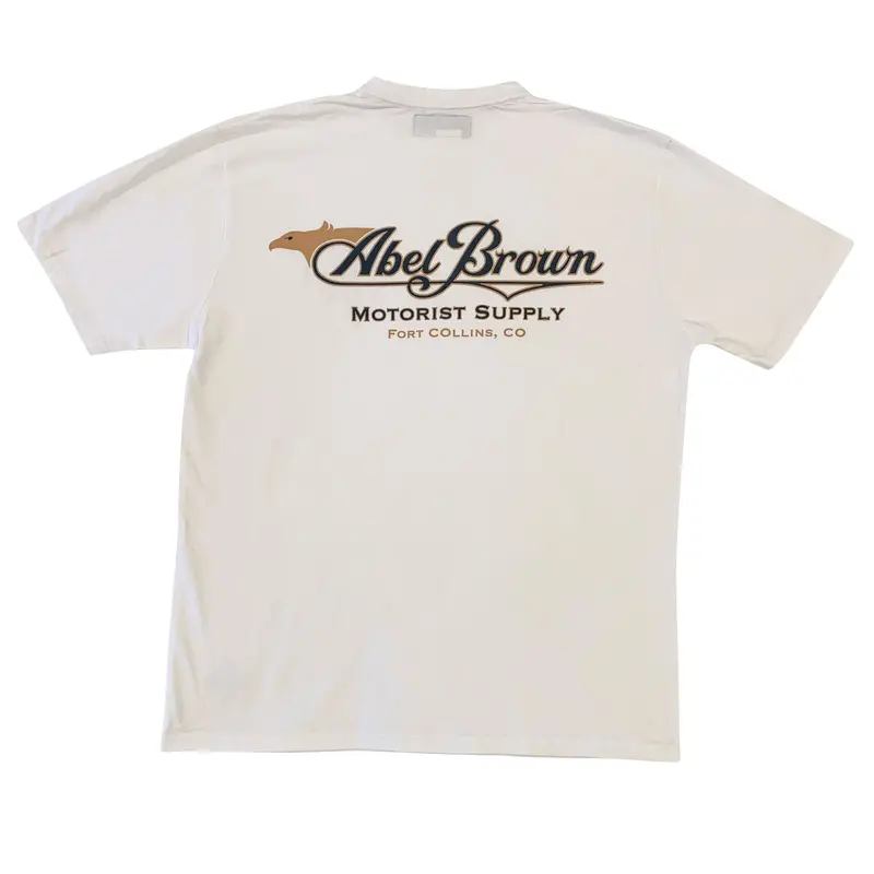 Abel Brown Eagle Logo Tee – Pure White