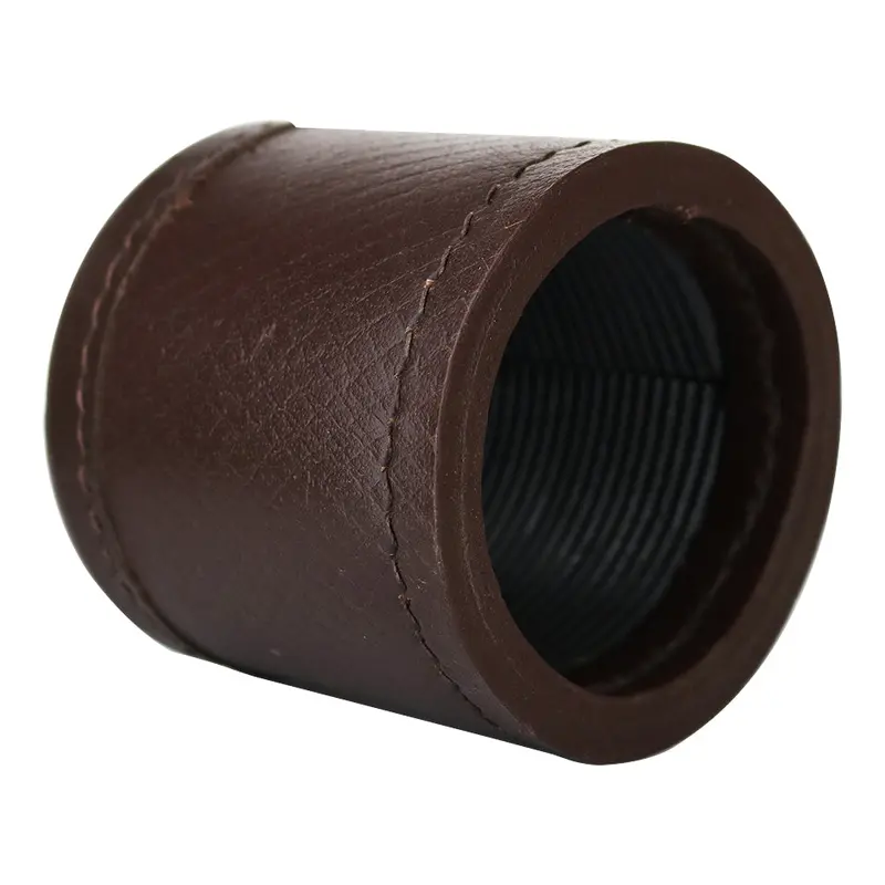 Brown Genuine Leather Dice Cup with Clean Edge Cut