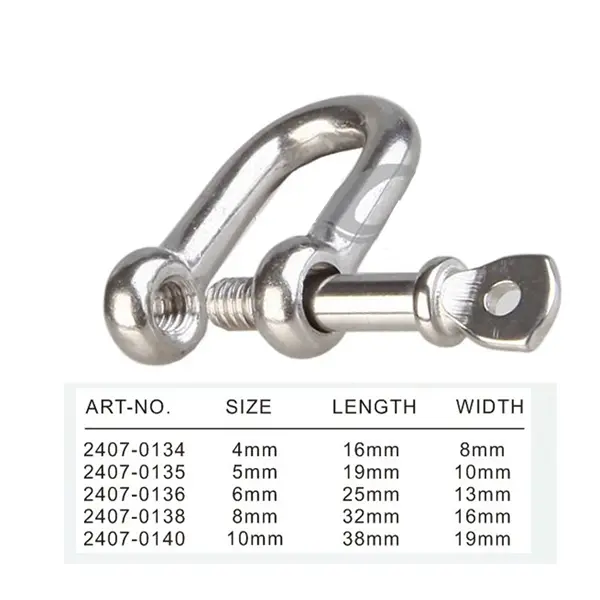 CIM D-Shackle – AISI 316 Stainless Steel with Threaded Pin