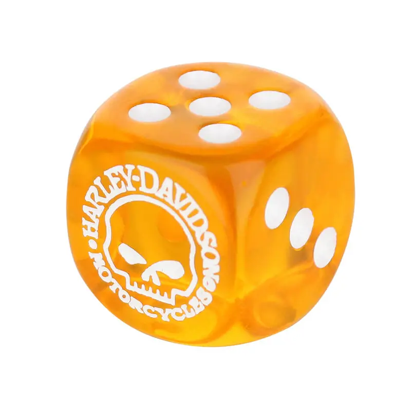 Harley-Davidson 19mm Round-Corner Dice – Orange with Crisp White Dots
