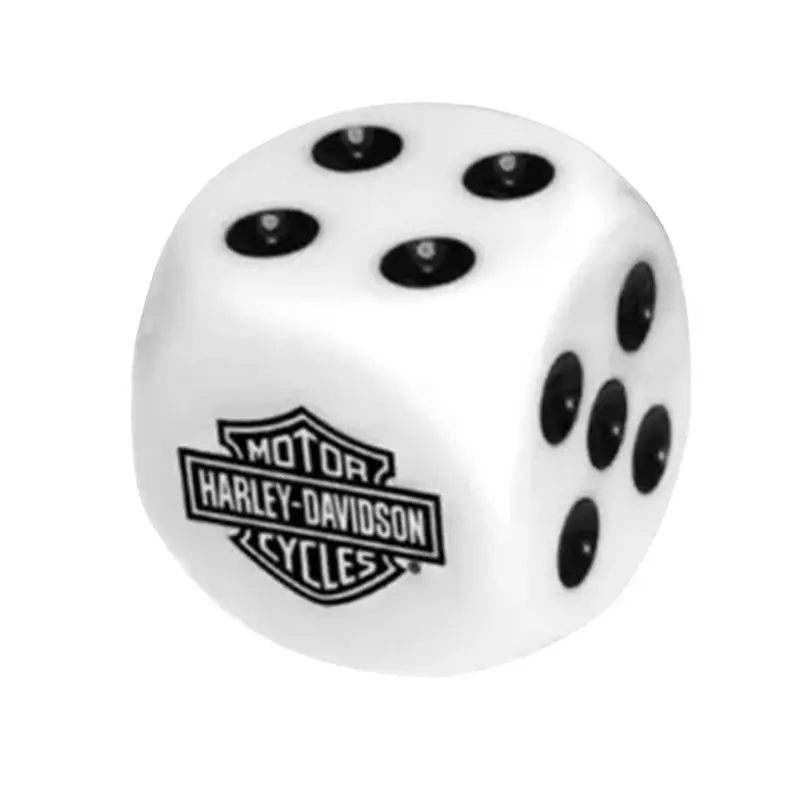 Harley-Davidson 25mm Round-Corner Dice – White Body, Black Dots