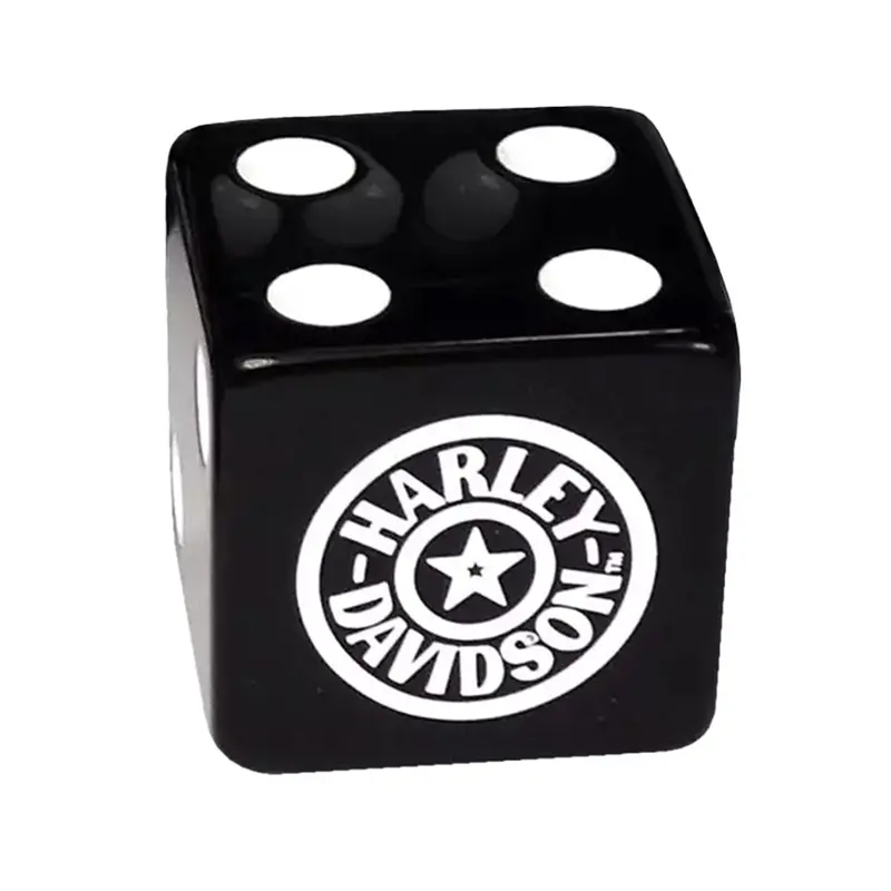 Harley-Davidson 25mm Square-Corner Dice – Black Body, White Dots
