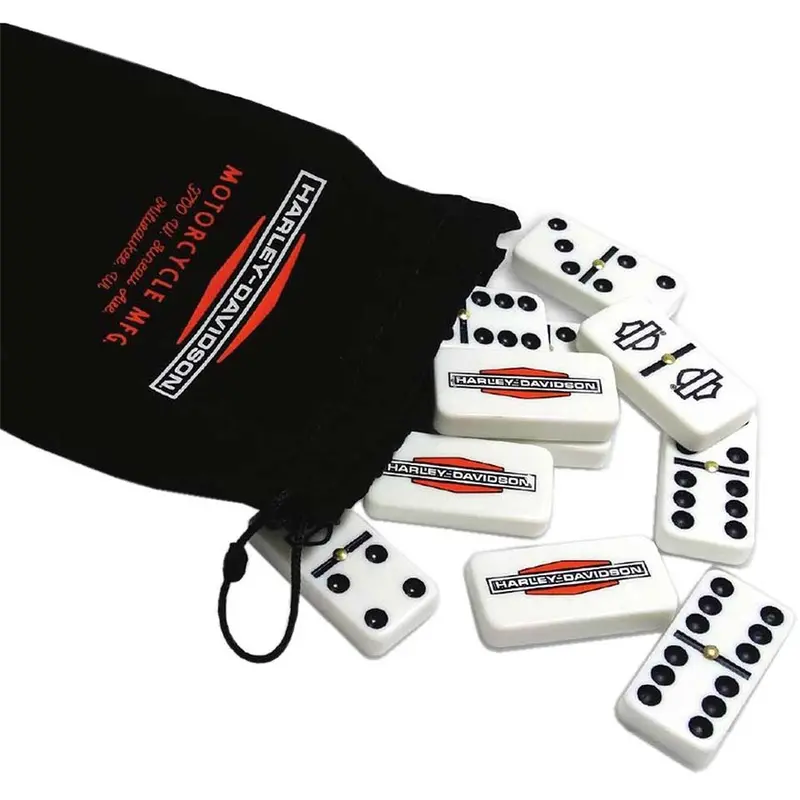 Harley-Davidson Double-Six Dominoes Travel Set – Compact Leather Carry Case