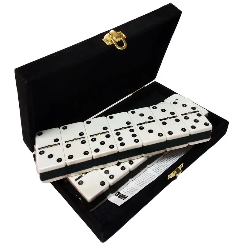 Jumbo Double-Six Domino Set with Spinners – Classic Black & White