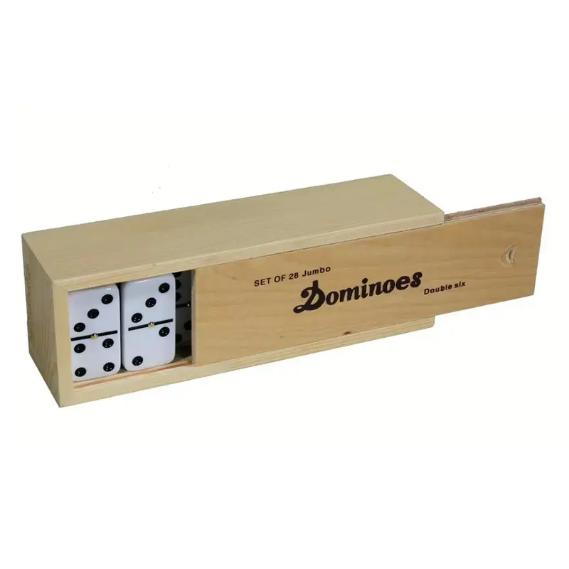 Jumbo Double-Six Domino Set with Spinners in Wooden Storage Box