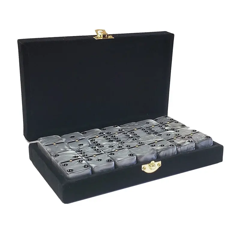 Jumbo Double-Six Domino Set with Spinners – Metallic Silver Finish