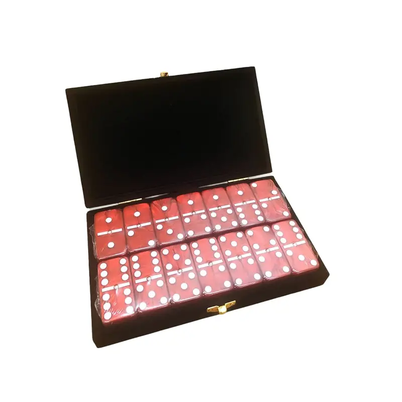 Jumbo Double-Six Domino Set with Spinners – Red Marble Finish