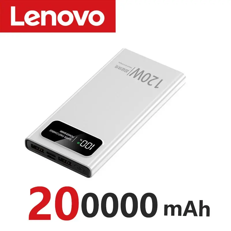 Lenove 20000mAh Power Bank – 120W Ultra-Fast Charging External Battery with Digital Display for iPhone & USB-C Devices